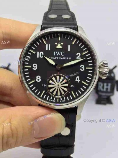 Replica Swiss IWC Big Pilot Watch Black Leather Watch Band